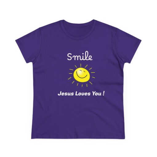Sunny Inspirational Women's Cotton Tee - "Smile, Jesus Loves You!" - Image 9