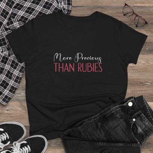 Women’s Midweight Cotton Tee - ‘More Precious Than Rubies’ - Image 5