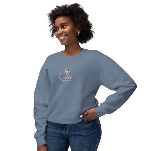 By Grace Unisex Lightweight Crewneck Sweatshirt - Faith-Inspired Casual Wear - Image 7