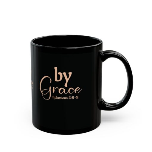 Inspirational Black Mug - Ephesians 2:8-9 Coffee Cup for Motivational Moments - Image 2