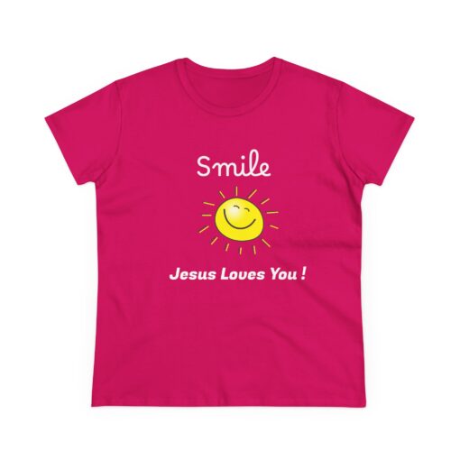 Sunny Inspirational Women's Cotton Tee - "Smile, Jesus Loves You!" - Image 2