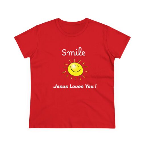 Sunny Inspirational Women's Cotton Tee - "Smile, Jesus Loves You!" - Image 13