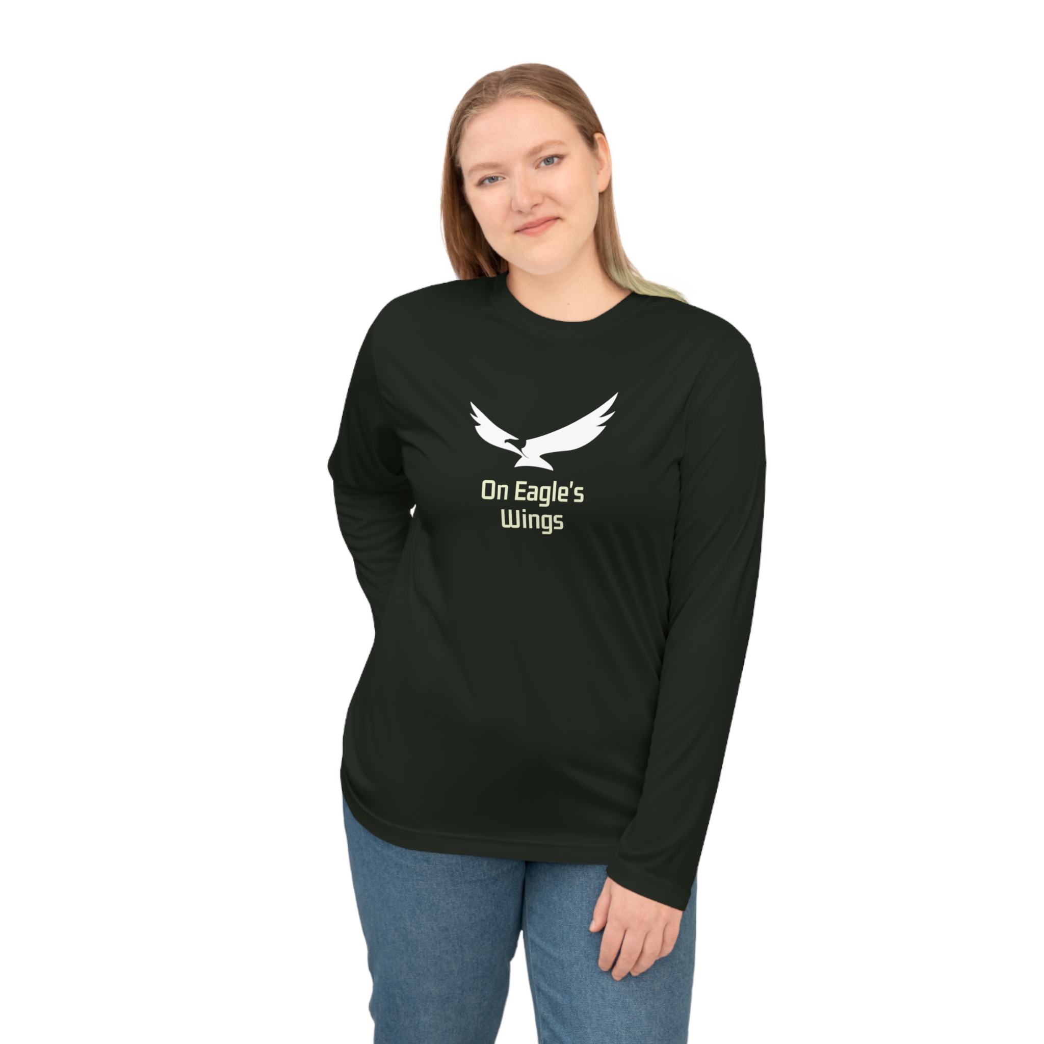 On Eagle's Wings Unisex Performance Long Sleeve Shirt | Activewear for Nature Lovers