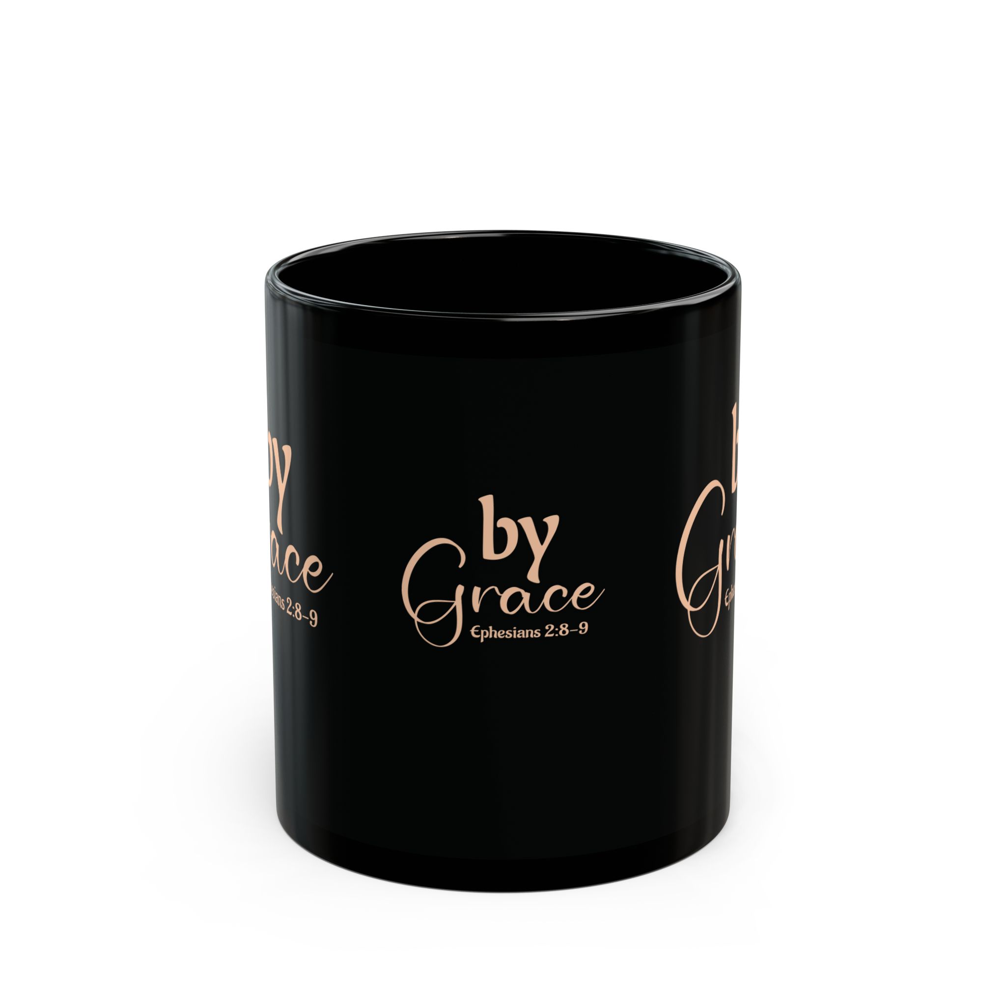 Inspirational Black Mug - Ephesians 2:8-9 Coffee Cup for Motivational Moments