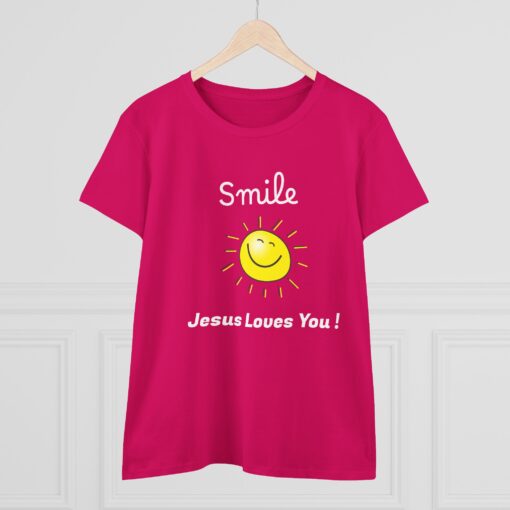 Sunny Inspirational Women's Cotton Tee - "Smile, Jesus Loves You!" - Image 4