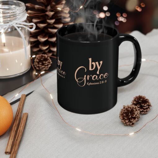 Inspirational Black Mug - Ephesians 2:8-9 Coffee Cup for Motivational Moments - Image 5