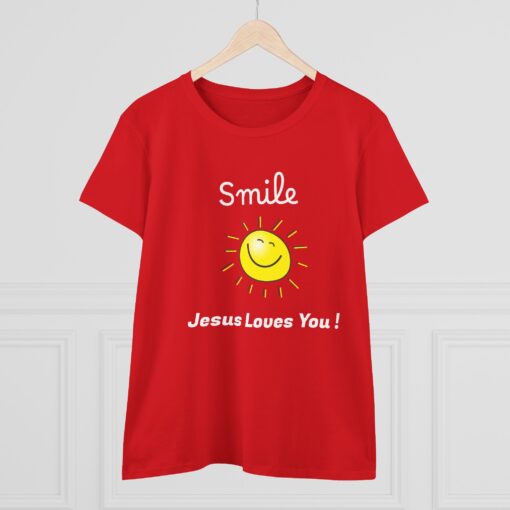 Sunny Inspirational Women's Cotton Tee - "Smile, Jesus Loves You!" - Image 15