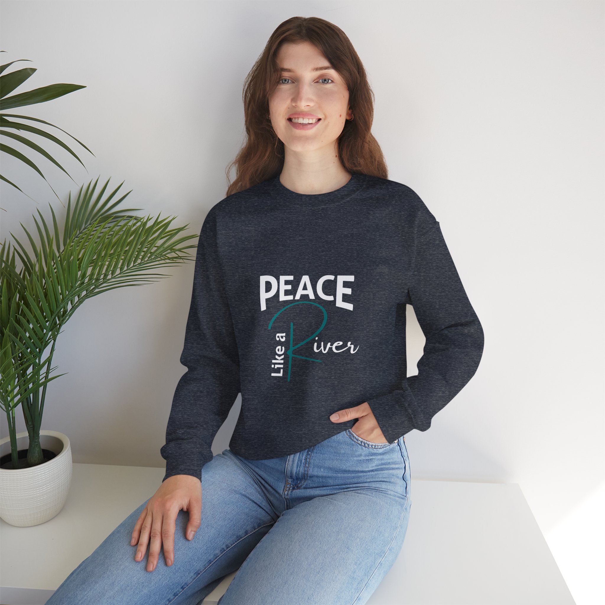 Peace Like a River Heavy Blend™ Crewneck Sweatshirt - Cozy Inspirational Apparel