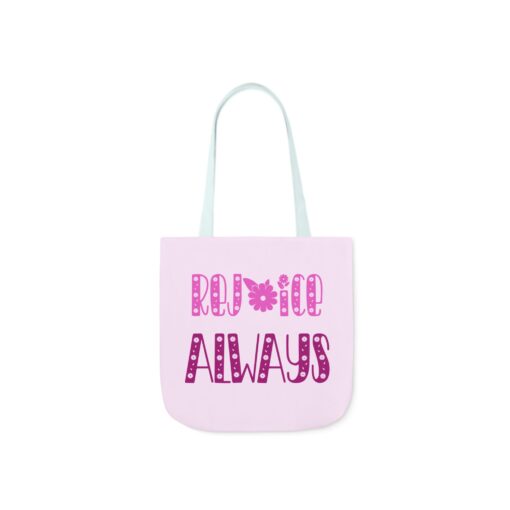 Rejoice Always Canvas Tote Bag with Colorful Straps - Gift for Everyday Use - Image 7