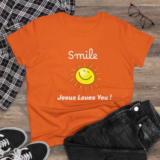Sunny Inspirational Women's Cotton Tee - "Smile, Jesus Loves You!" - Image 5