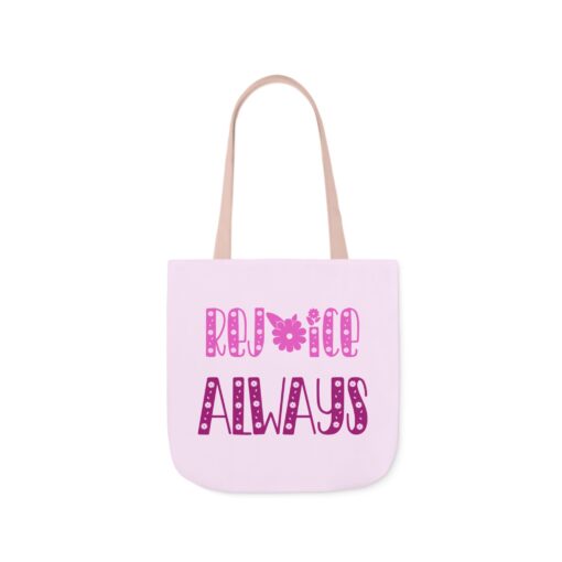 Rejoice Always Canvas Tote Bag with Colorful Straps - Gift for Everyday Use - Image 17